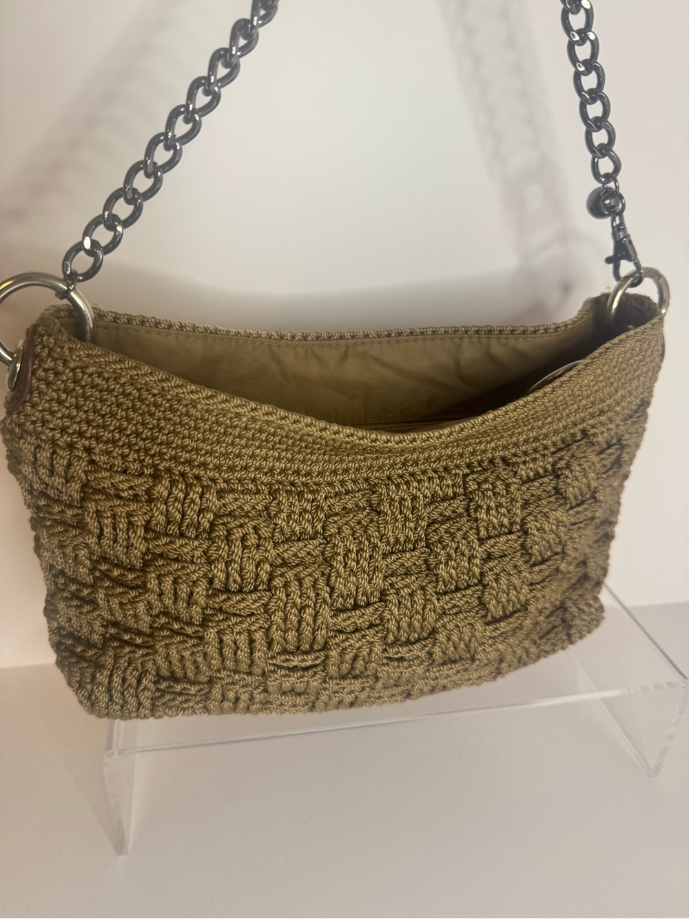 #318 The Sak Crocheted Brown Satchel Shoulder Bag - Picture 3 of 13